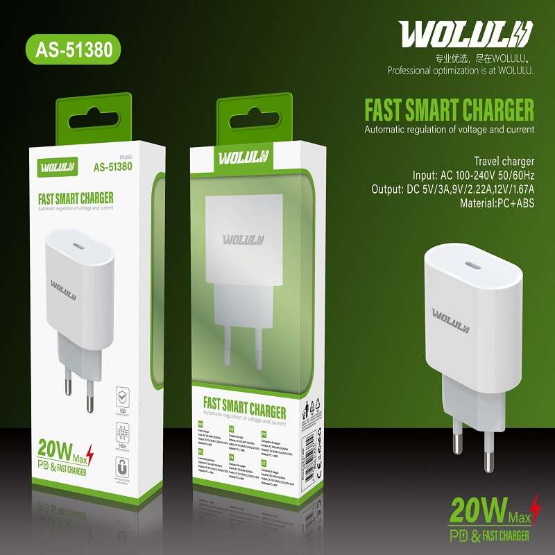 Wolulu AS-51380 PD 20W Fast Smart Wall Charger