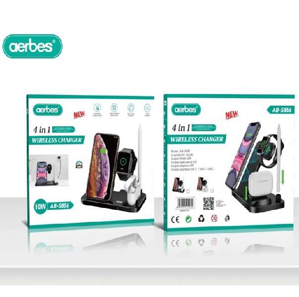 Aerbes AB-S856 Wireless Charging Station For IOS, iwatch, Airpods And Pencil 15W