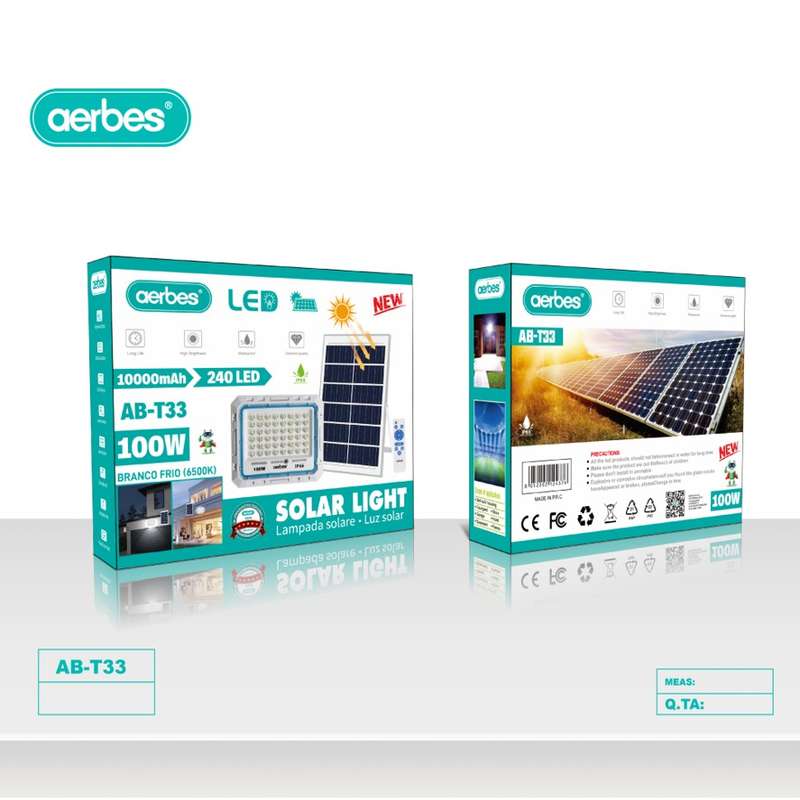 Aerbes AB-T33 Solar Powered LED Floodlight With Remote Control 100W