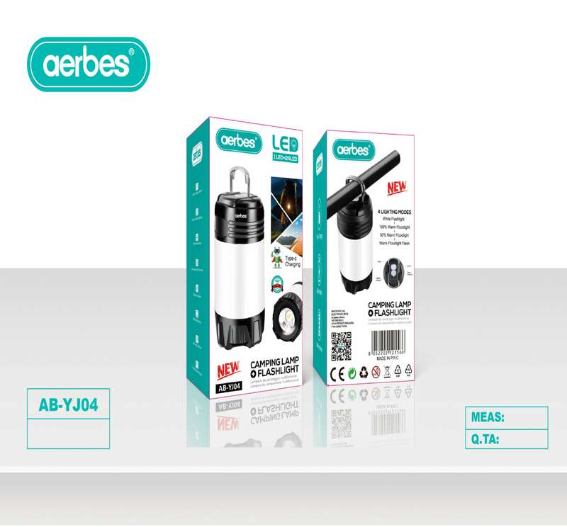 Aerbes AB-YJ04 Portable 2 in 1 Rechargeable Hanging Camping Light