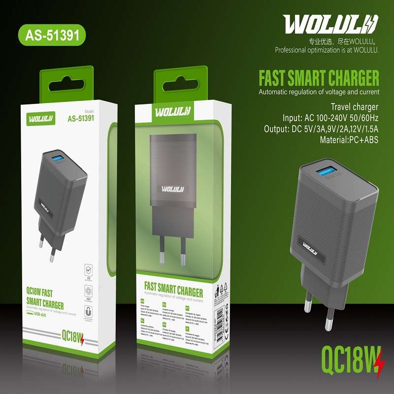 Wolulu AS-51391 QC3.0 USB Quick Charger 18W