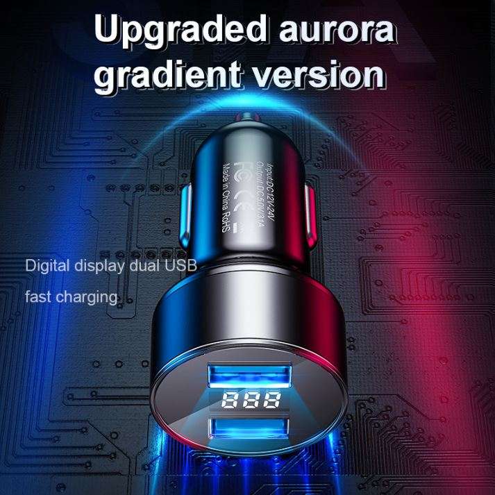 Treqa CC-319 Car Charger 5V 3.1A Quick Charge Dual USB Port LED Display