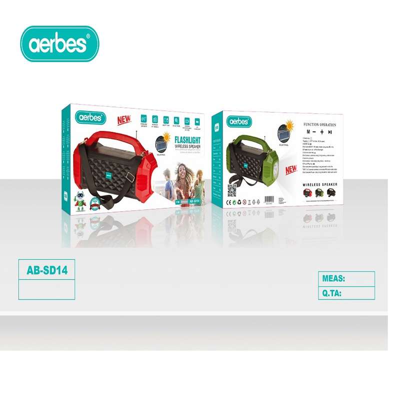 Aerbes AB-SD14 Rechargeable Solar  Powered Bluetooth Speaker Flashlight