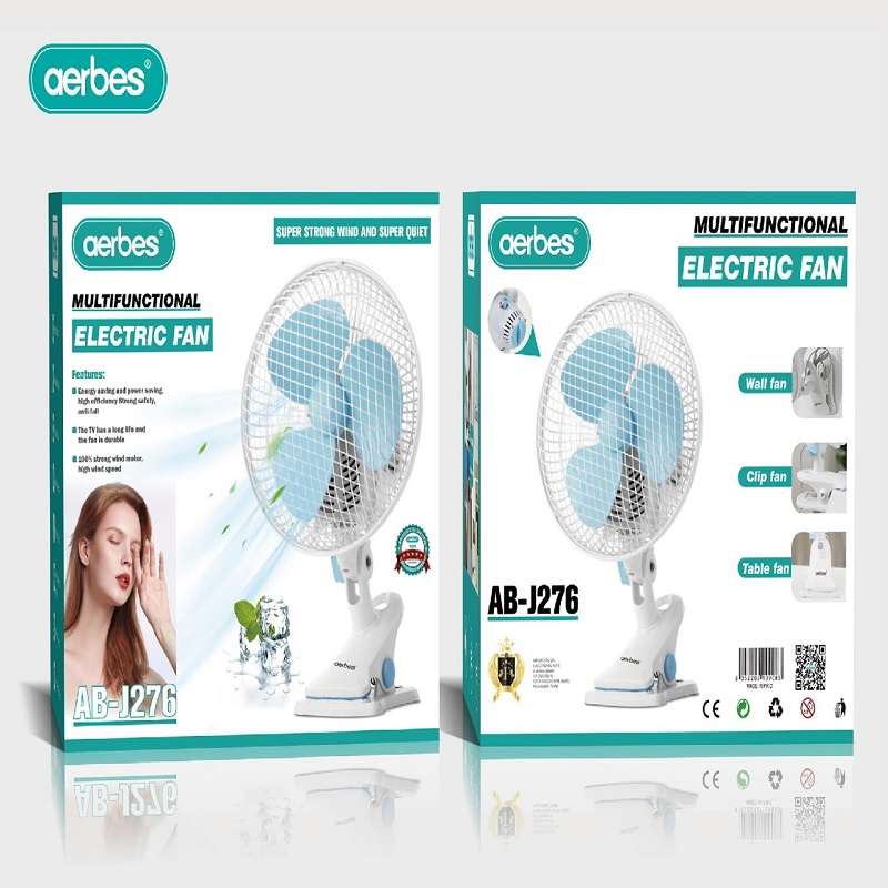Aerbes AB-J276 Electric Clip/Wall Or Table  Fan 3 Blade