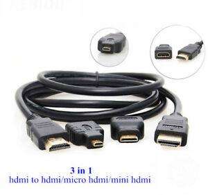 SE-LH3-03 HDMI To HDMI Cable Mini Micro HDMI Adaptor Cable Kit 1.5M 3 In 1