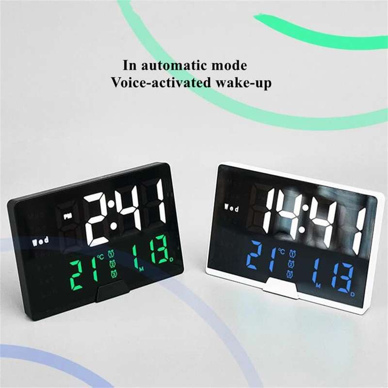 DS-6627 LED Digital Alarm Clock With Temperature + Day And Month Settings
