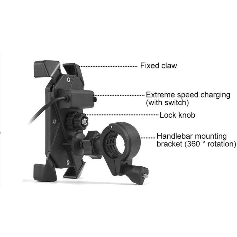 924  Bicycle Mobile Phone Holder With USB Charging Port