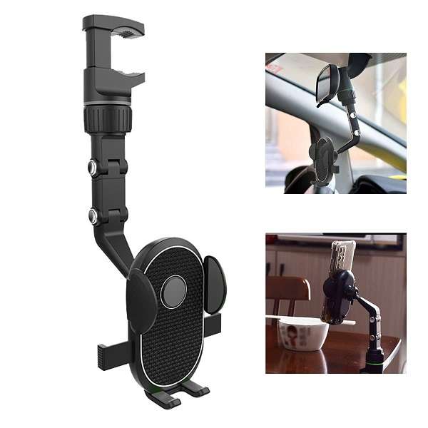 Treqa BC-T18 Universal Adjustable Car Rearview Mirror  Phone Holder