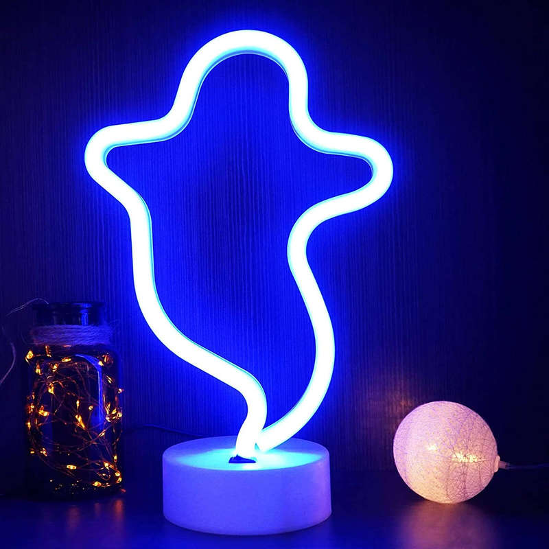 B-25 USB DC Cable Or Battery Operated Ghost Neon Lamp With Base And On/Off Switch