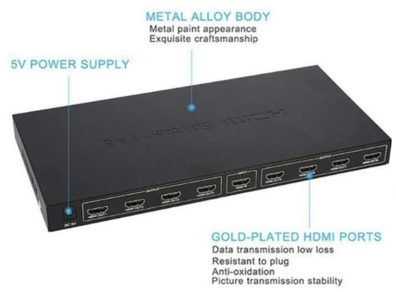 SE-L67  HDMI Splitter With 8 Ports UHD 4K x 2K