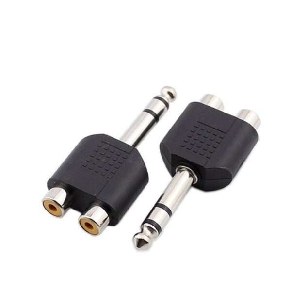 SE-L153 6.35mm Stereo Audio Plug To 2 RCA Female Splitter Adapter Pack Of 100