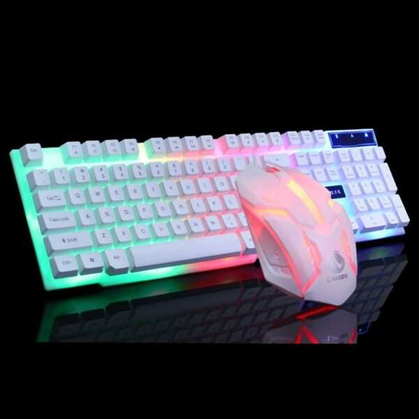 JG880 USB Wired Gaming Keyboard And Mouse Rainbow Colorful LED Illuminated Home Office