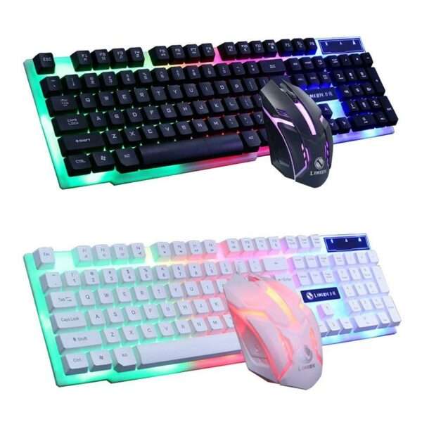 JG880 USB Wired Gaming Keyboard And Mouse Rainbow Colorful LED Illuminated Home Office
