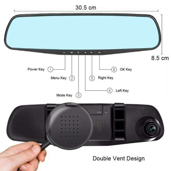 Q004 Full HD Car DVR Rearview Mirror Dual Channel Recorder