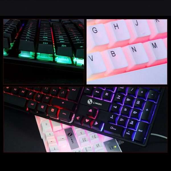 JG880 USB Wired Gaming Keyboard And Mouse Rainbow Colorful LED Illuminated Home Office