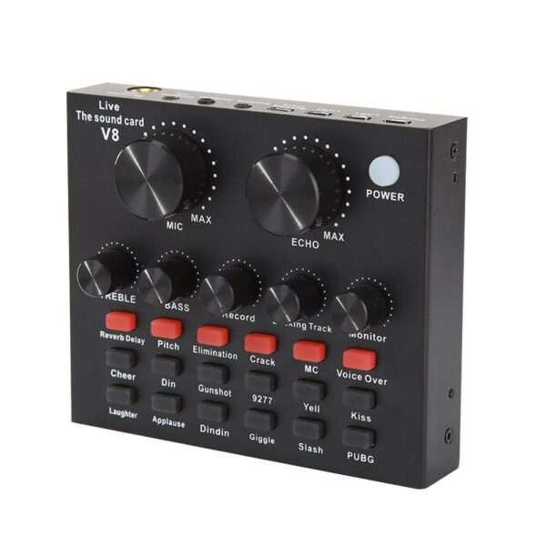V+8 Sound Card Audio Interface External USB Live Broadcast With Microphone