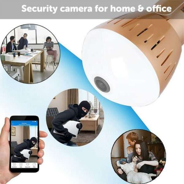 V16 Fisheye E27 Bulb Panaromic Wifi Camera V380 Pro App