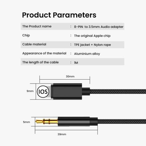 Aerbes AB-S671-i  IOS to 3.5 Aux Audio Cable
