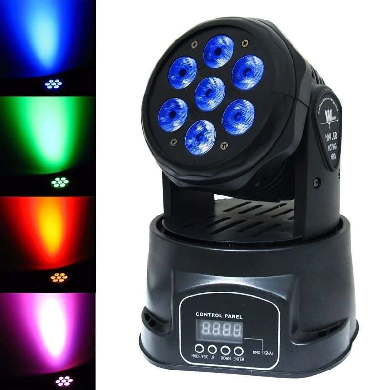 PM-009 Mini 7 LED Rotatable Head RGB Stage Light With Digital Display