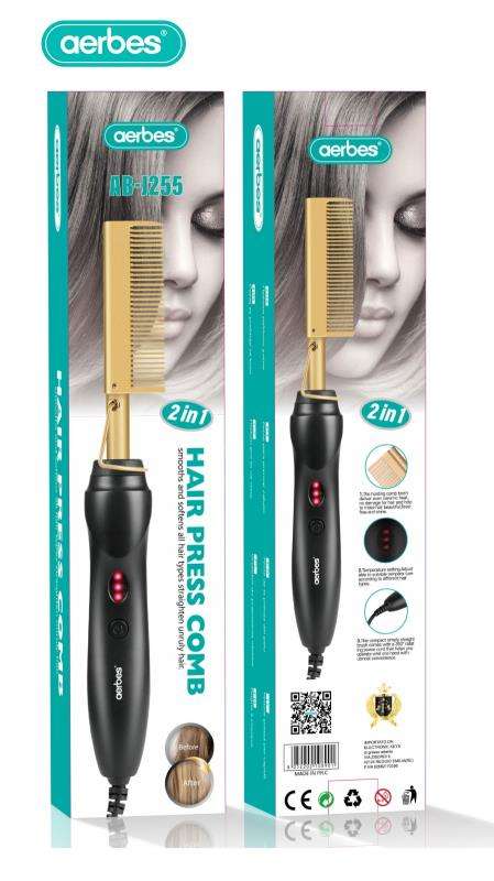 Aerbes AB-J255 Hair Styling Press Comb 2 In 1