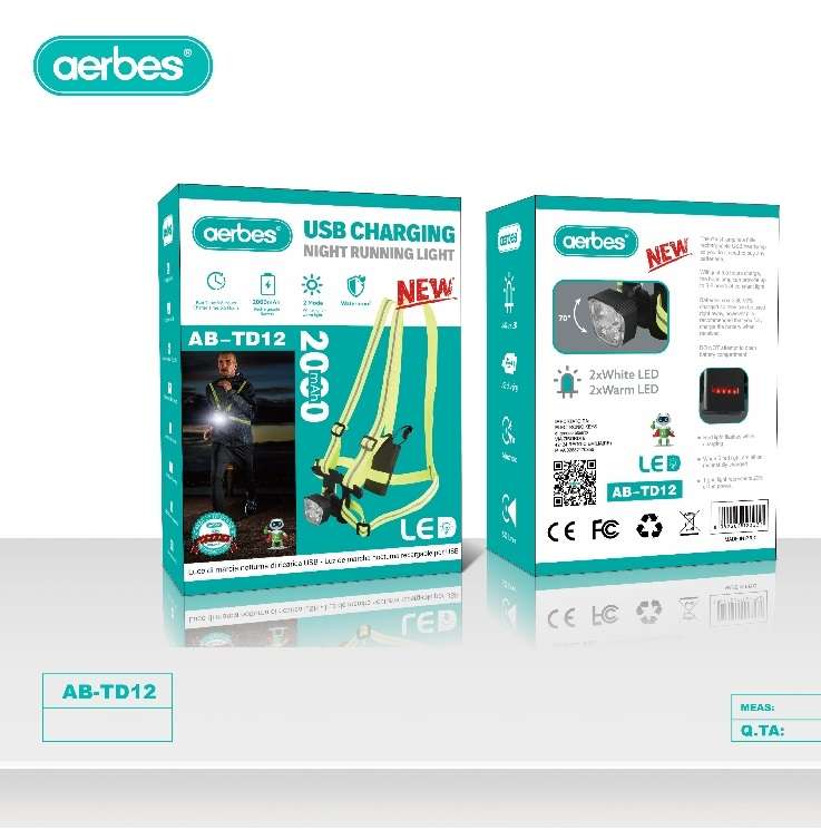 Aerbes AB-TD12 Rechargeable 2000mAh LED Running Chest Strap Light