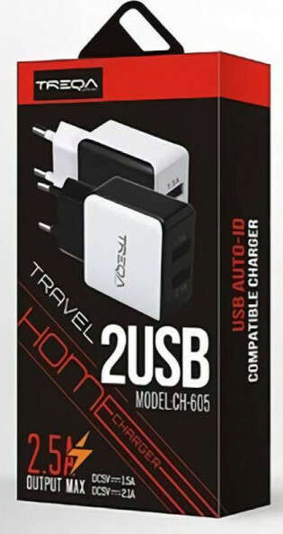 Treqa CH-605 Dual USB Port Plug 2.5A