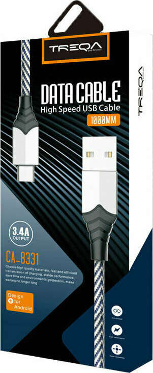 Treqa CA-8331 Micro USB Braided Cable 3.4A 1M