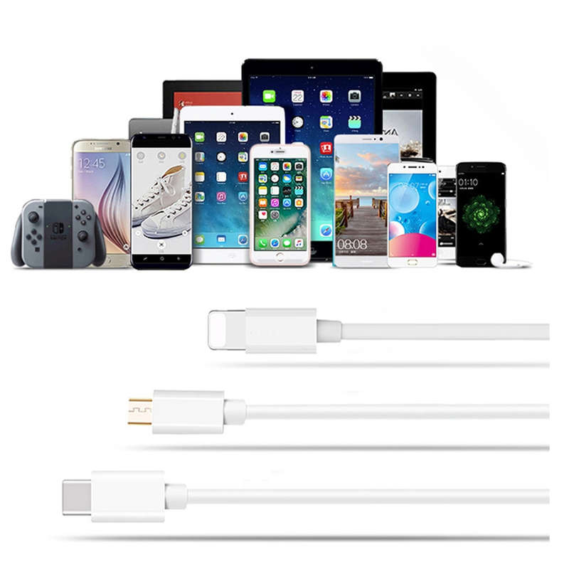 Treqa CA-820 Data &amp; Charging Cable 3 in 1 Lightning Pin, V8 And Type C 2A
