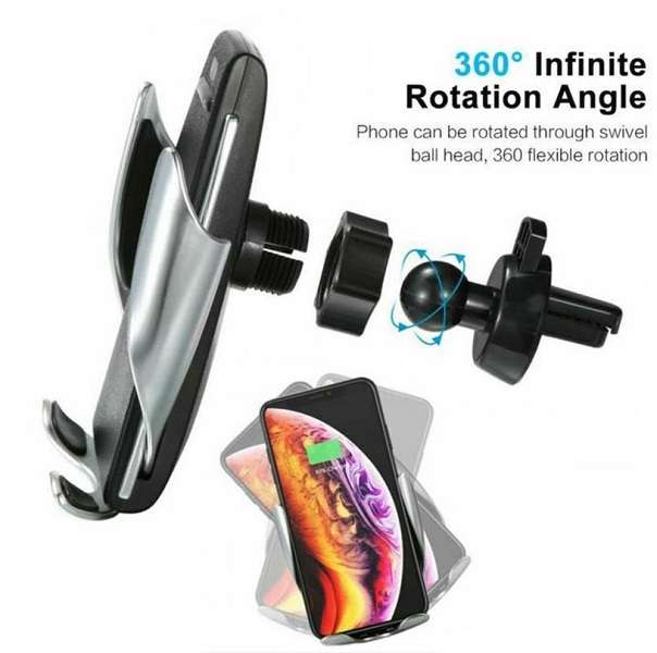 Aerbes AB-SJ15 QI Wireless Car Charger And Phone Holder With 360° Rotation