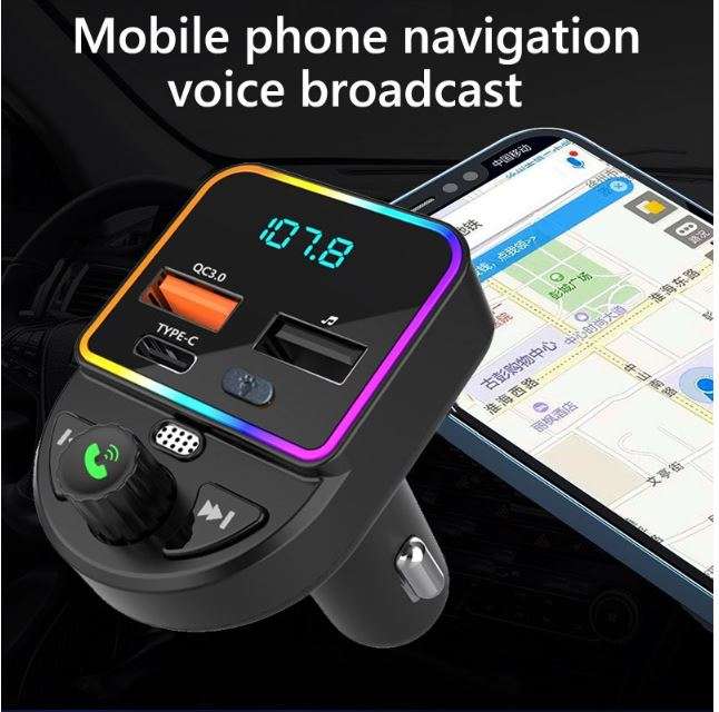 Aerbes AB-CZ05 Multifunctional Wireless Car RGB MP3 Player, FM Transmitter