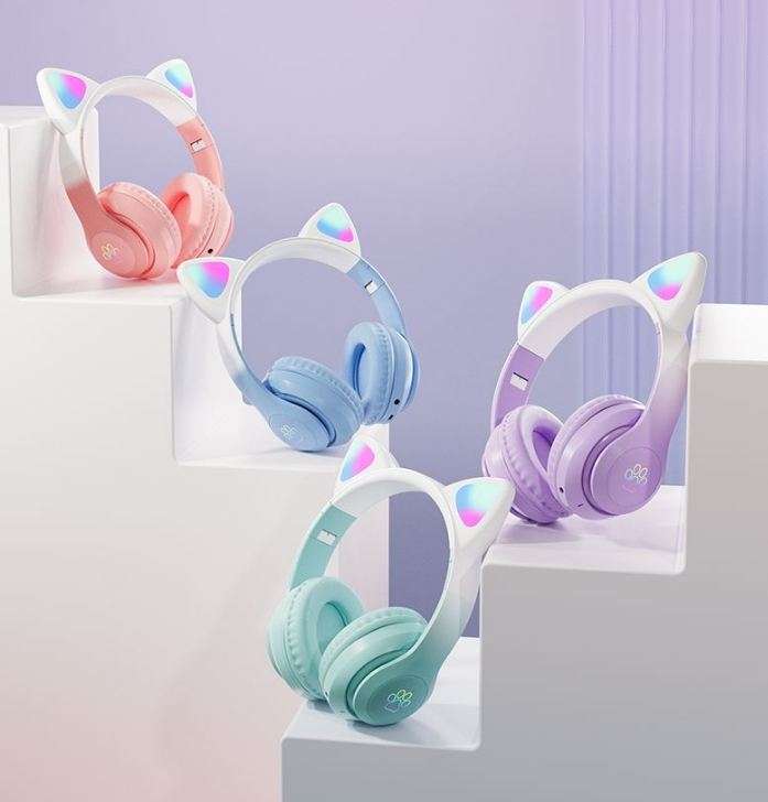 Aerbes AB-D517 Cuffie Stereo Bluetooth Cat Ear Headphone With RGB