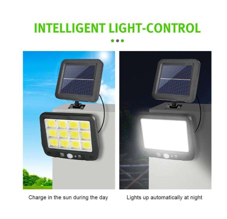 FA-JX-F144-12 Solar Powered Sensor Motion COB Light With Solar Panel And Remote Control