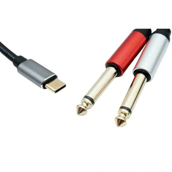 1.5M Type C Male To Dual 6.35mm Audio Y Splitter Stereo Cable