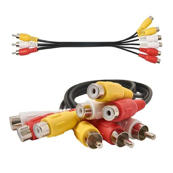 3 Male RCA to 6 Female RCA Cables Plug Splitter Audio Video High Quality AV Cord