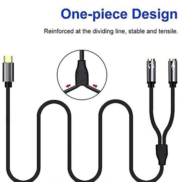SE-LT22 TYPE-C TO Dual Female 3.5mm Headset And Mic 1.5M
