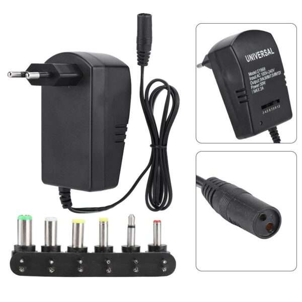 SE-P030 30W 3V-12V Adjustable Voltage Charging Power Adapter With 6 Connectors