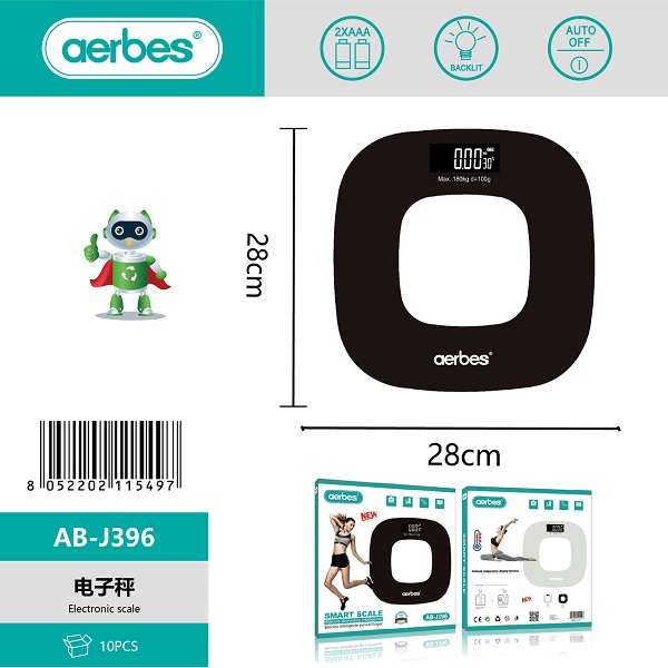 Aerbes AB-396 LCD Smart Weight Scale with Temperature And Battery Display