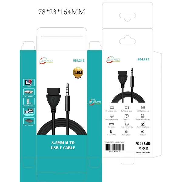 SE-L213 3.5mm Male AUX To USB Female Cable 1.5M