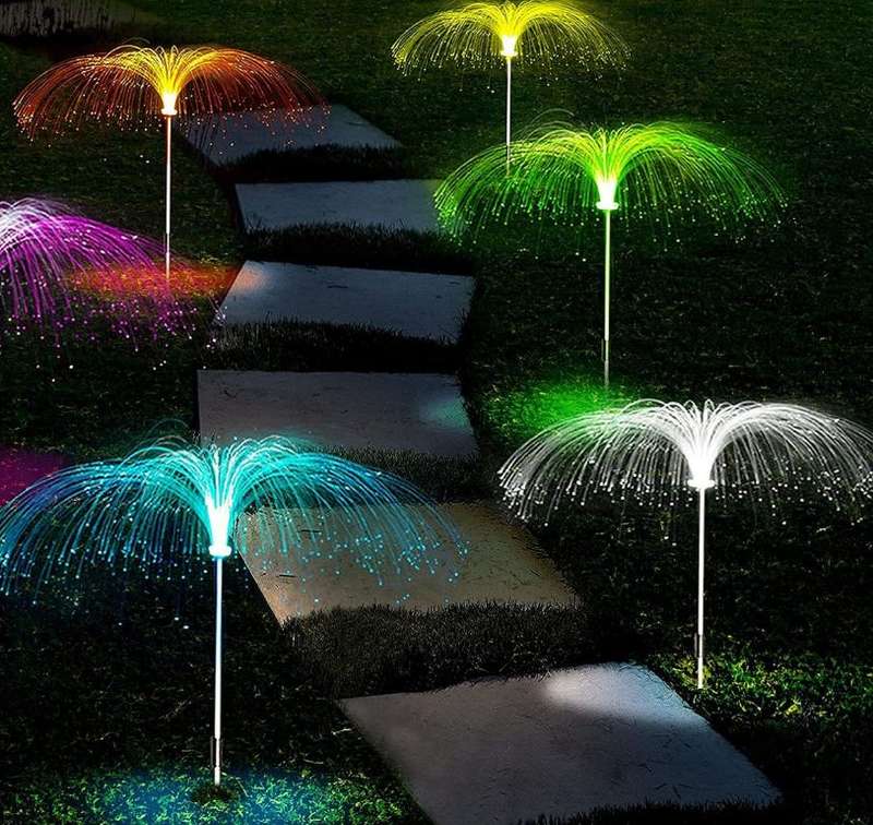 FA-LC30 Solar Powered Multicolor  Jellyfish Fiber Starburst Light 2PC