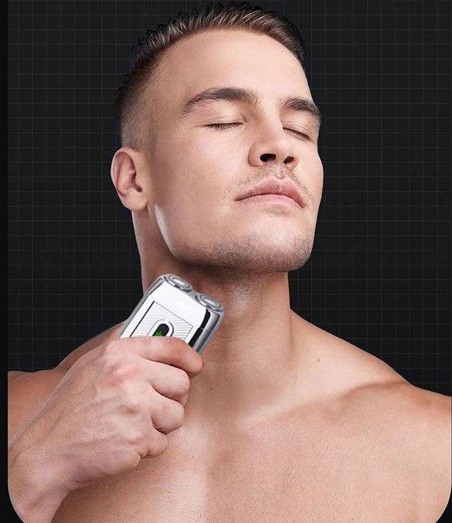 USB Rechargeable Portable Rotary Double-head Hair Shaver
