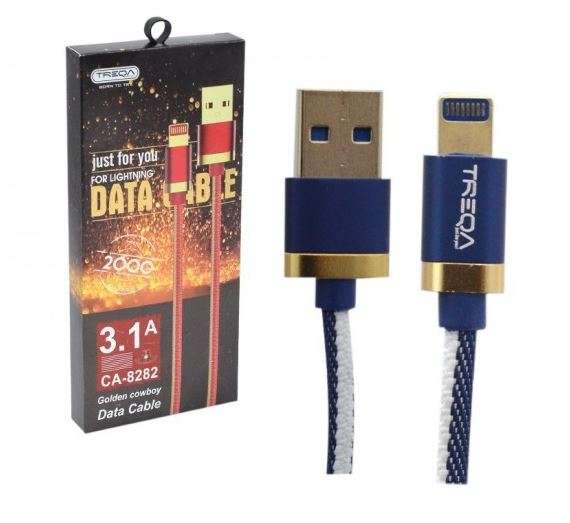 Treqa CA-8282 Golden Cowboy Lightning USB Cable 3.1A 2M