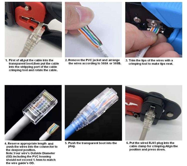 RJ45 Cat 6 Network Cable Connector Crystal Head (Unshielded)100pc