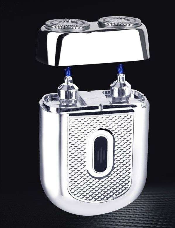 USB Rechargeable Portable Rotary Double-head Hair Shaver