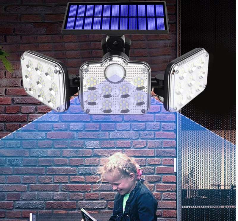 Aerbes AB-TA176 Three Head Outdoor Solar Powered LED Sensor Wall Light