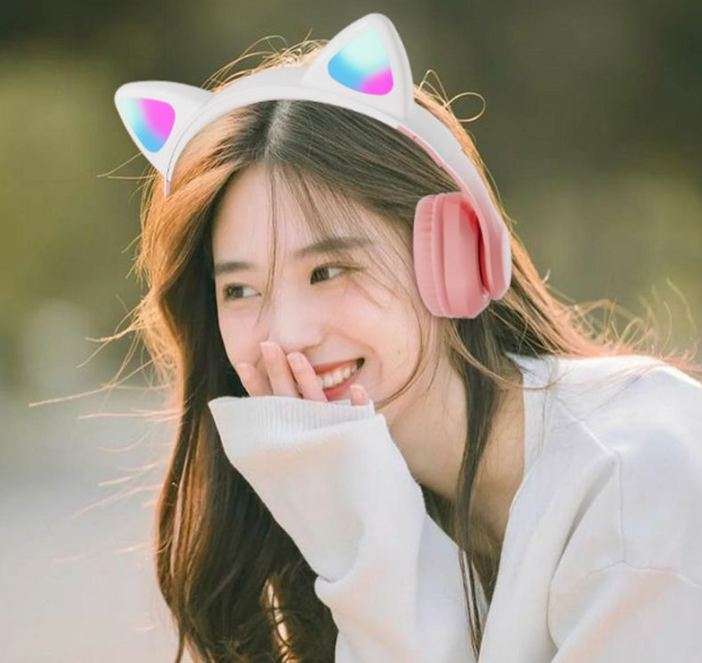Aerbes AB-D517 Cuffie Stereo Bluetooth Cat Ear Headphone With RGB