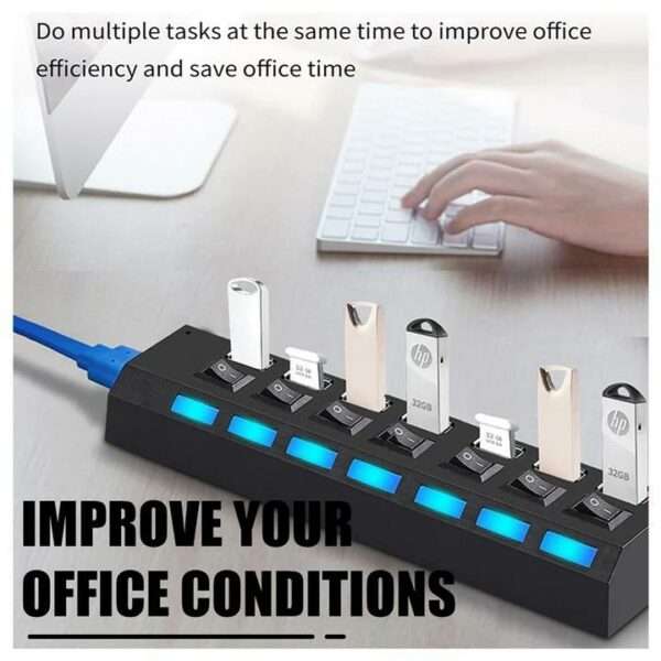 Aerbes AB-C228 USB 3.0 High Performance 7-Port USB Hub