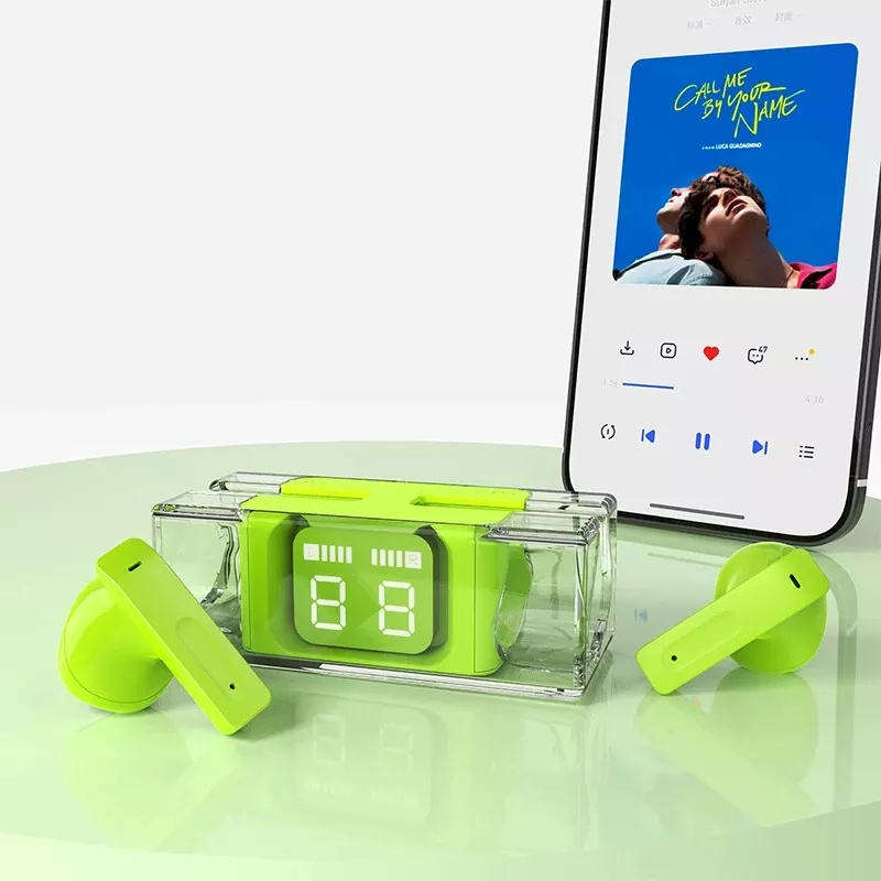 AS-50273 Translucent Bluetooth Headset Intelligent Digital Display