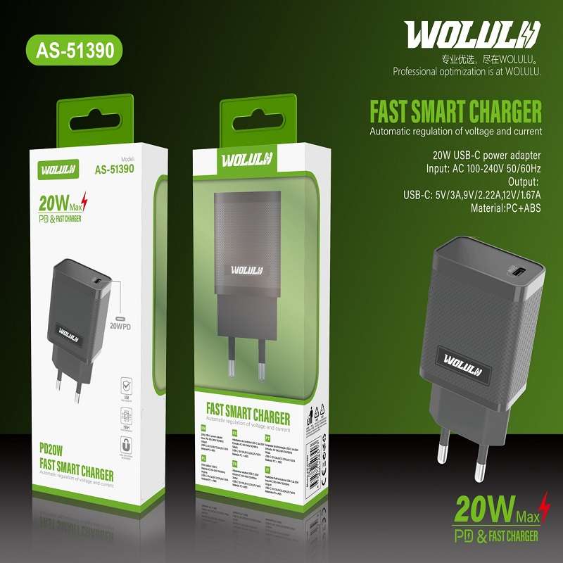 Wolulu AS-51390 USB C Wall Charger PD 20W