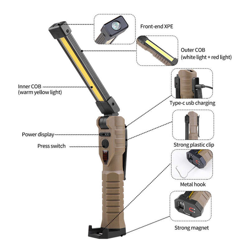 Aerbes AB-Z1135  Rechargeable Portable COB  Foldable Work Light