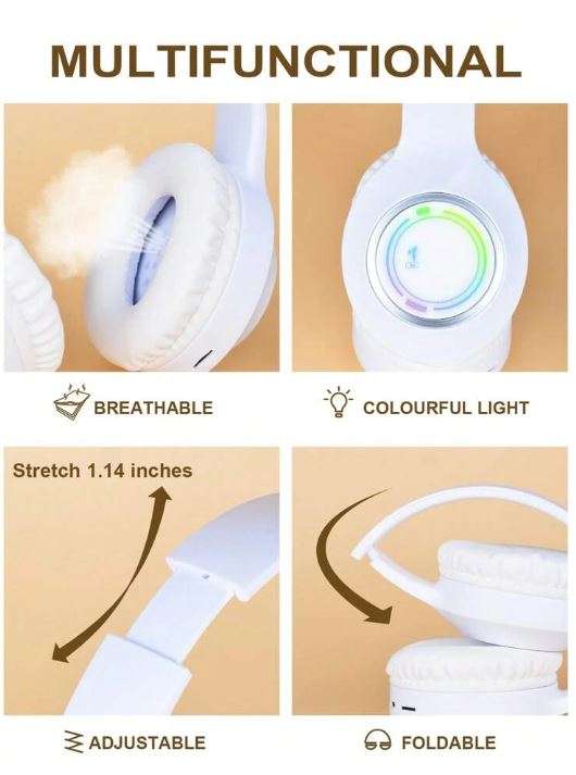 M3 TWS Fold Up LED Bluetooth 5.2 Headset With Micro SD Card Slot